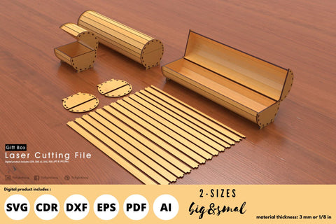 2 Size - gift box circular Shape | laser cut file | svg paper cut | cricut | glowforge file SVG tofigh4lang 