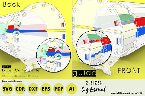 2 Size - gift box circular Shape | laser cut file | svg paper cut | cricut | glowforge file SVG tofigh4lang 