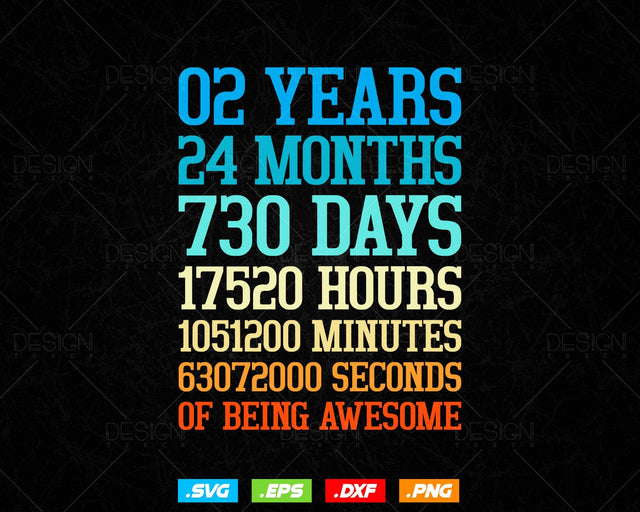 2 Years Of Being Awesome Birthday Svg Png, Retro Vintage Style Happy Birthday Gifts T Shirt Design, Kids Birthday Gift, Birthday Crew Svg SVG DesignDestine 