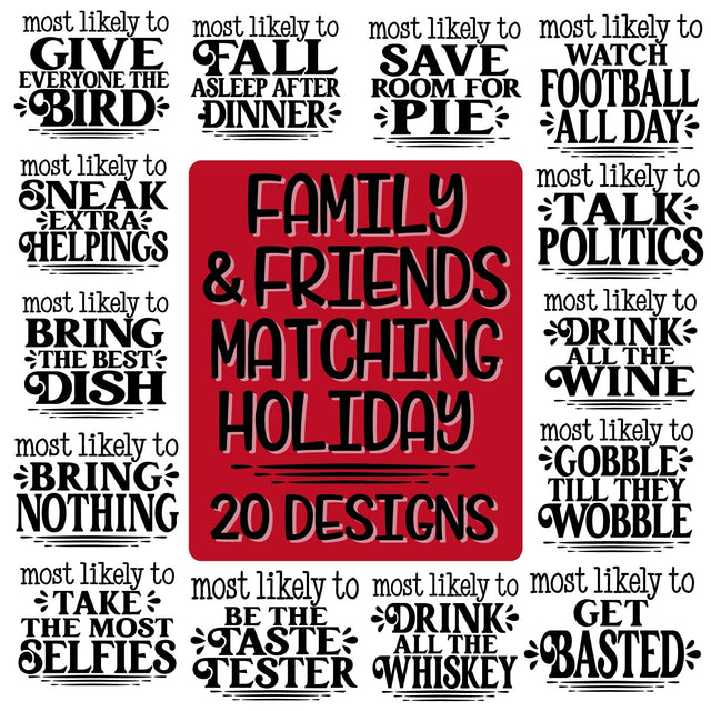20 Designs - Most Likely Christmas SVG Bundle - Funny Family Christmas Thanksgiving Friendsgiving Matching SVG On the Beach Boutique 