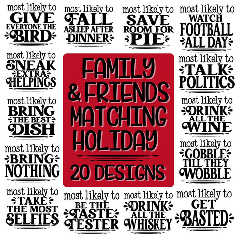 20 Designs - Most Likely Christmas SVG Bundle - Funny Family Christmas Thanksgiving Friendsgiving Matching SVG On the Beach Boutique 