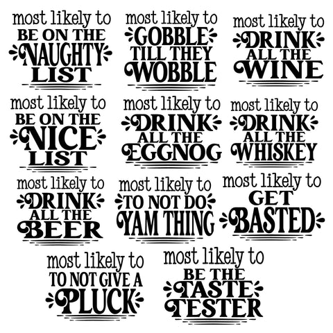 20 Designs - Most Likely Christmas SVG Bundle - Funny Family Christmas Thanksgiving Friendsgiving Matching SVG On the Beach Boutique 