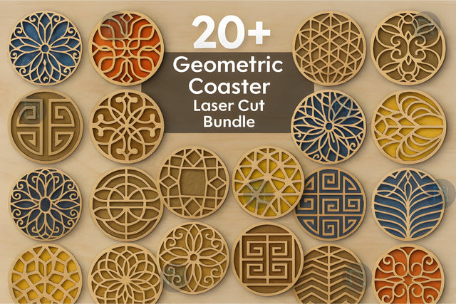 20+ Geometric Coaster Laser Cut SVG Bundle SVG MD JOYNAL ABDIN 