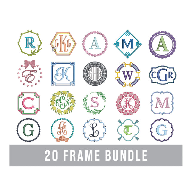 20 Monogram Frame Embroidery Design Bundle Embroidery/Applique DESIGNS Creatively Embroidery 