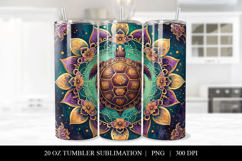 20 oz Bohemian Turtle Mandala Tumbler Sublimation Sublimation BijouBay 