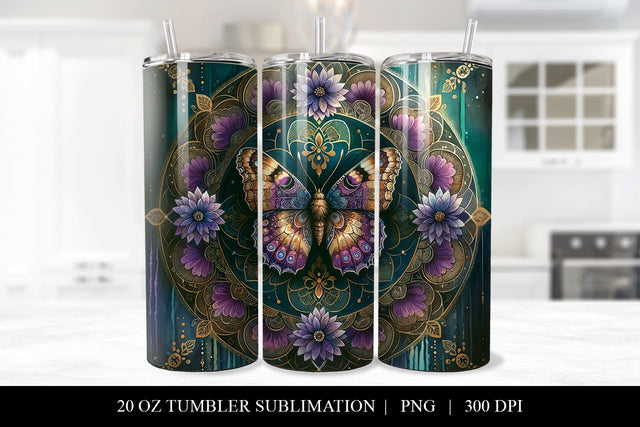 20 oz Boho Butterfly Tumbler Sublimation Design Sublimation BijouBay 