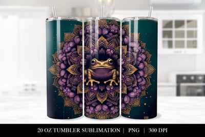 20 oz Boho Frog Tumbler Wrap PNG Sublimation BijouBay 