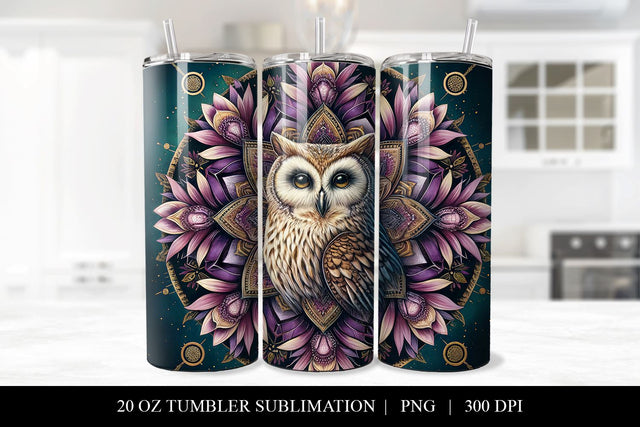 20 oz Boho Owl Tumbler Sublimation Design Sublimation BijouBay 