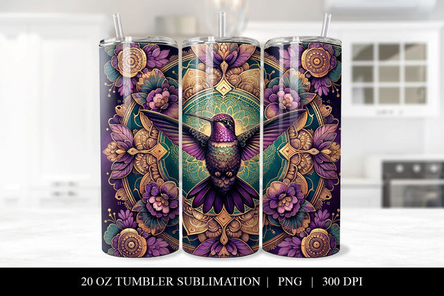 20 oz Hummingbird Tumbler Wrap PNG Sublimation BijouBay 