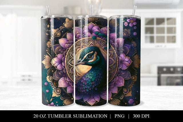 20 oz Peacock Tumbler Sublimation Design Sublimation BijouBay 