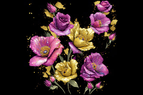 20 Oz Skinny Glitter Flowers Tumbler, Oil Painted Floral Tumbler Wrap Sublimation oyonnidesign 