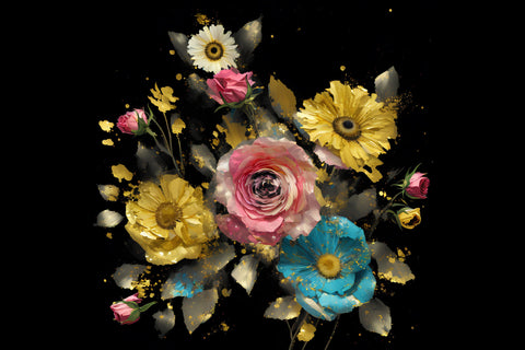 20 Oz Skinny Glitter Flowers Tumbler, Oil Painted Floral Tumbler Wrap Sublimation oyonnidesign 