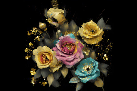 20 Oz Skinny Glitter Flowers Tumbler, Oil Painted Floral Tumbler Wrap Sublimation oyonnidesign 