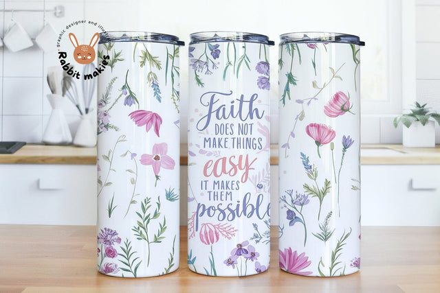 20 Oz skinny tumbler Faith Does Not Make Things Easy, It Makes Them Possible wrap, Christian straight template digital download sublimation Sublimation Rabbitmakies 
