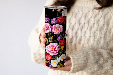 20 Oz Skinny Tumbler, Oil Painted Floral Tumbler Wrap Sublimation oyonnidesign 