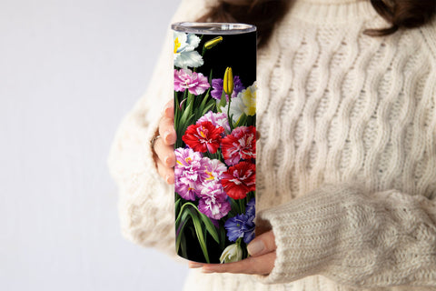 20 Oz Skinny Tumbler, Oil Painted Floral Tumbler Wrap Sublimation oyonnidesign 