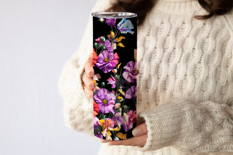 20 Oz Skinny Tumbler, Oil Painted Floral Tumbler Wrap Sublimation oyonnidesign 