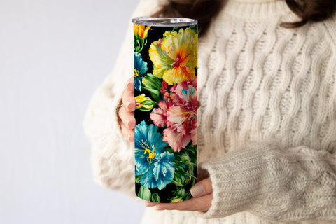 20 Oz Skinny Tumbler, Oil Painted Floral Tumbler Wrap Sublimation oyonnidesign 