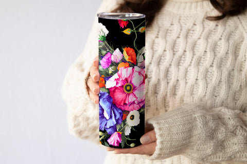 20 Oz Skinny Tumbler, Oil Painted Floral Tumbler Wrap Sublimation oyonnidesign 