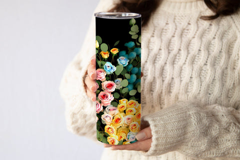 20 Oz Skinny Tumbler, Oil Painted Floral Tumbler Wrap Sublimation oyonnidesign 