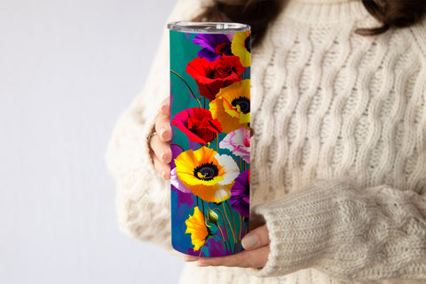 20 Oz Skinny Tumbler, Oil Painted Floral Tumbler Wrap Sublimation oyonnidesign 