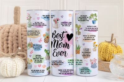 20 oz Skinny Tumbler Sublimation Best Mom Ever Mum life floral Mother's day gift Best Mom Ever Tumbler png Love Mom gift for mom Sublimation BouDesign 