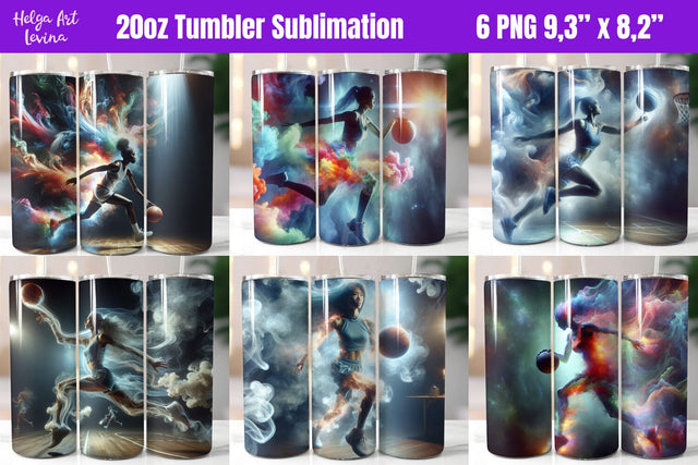 20 OZ Skinny Tumbler Sublimation Bundle | Girl's Basketball Sublimation Helga Art 