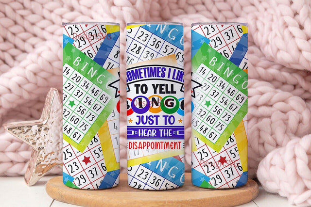 20 oz. Skinny Tumbler, Sublimation Design Template, Straight Wrapped Design, Digital Download, PNG, Funny Bingo Saying Sublimation DesignSVG 