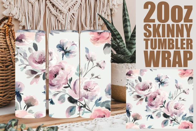 20 oz Skinny Tumbler Sublimation Design – Watercolor Floral BOHO PNG File Sublimation afrosvg 