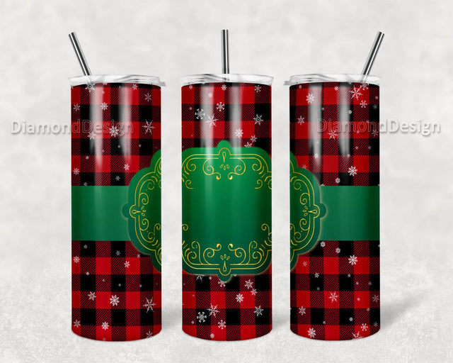 20 oz Skinny Tumbler Thankful Plaid Wrap, Christmas Tumbler, Glitter Tumbler Wrap Sublimation PNG Sublimation DiamondDesign 