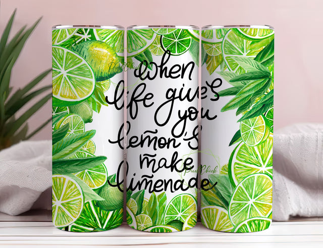 20 oz Skinny Tumbler When life gives you limes make limeage, Funny Summer Tumbler Sublimation, Straight & Tapered Sublimation PixelChick 