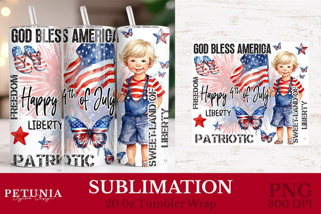 20 oz Skinny Tumbler Wrap | 4th of July 20 oz Tumbler Wrap Sublimation Petunia Digital Design 