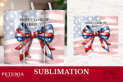 20 oz Skinny Tumbler Wrap | 4th of July 20 oz Tumbler Wrap Sublimation Petunia Digital Design 