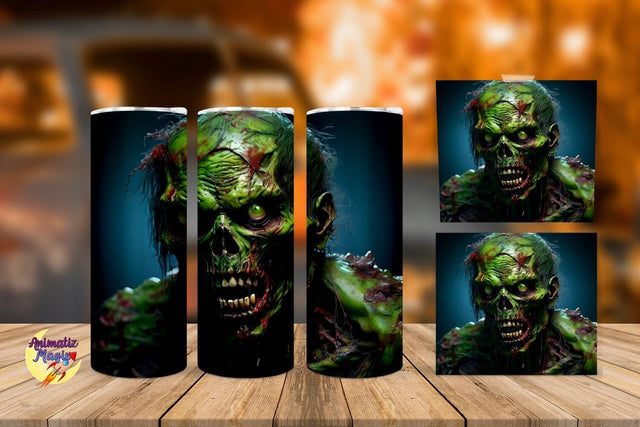 20 oz Skinny Zombie Wrap Design | Halloween 20 oz Skinny Tumbler Wrap Sublimation Zombie Design Sublimation Sublimatiz Designs 