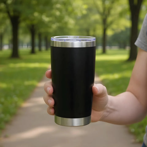 20 oz Travel Tumbler - Black | 20 oz Travel Tumbler - Snow White | Powder Coated Stainless Steel Tumbler Physical DIY Craft Warehouse 