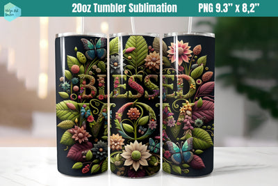 20 OZ Tumbler Blessed Mom Floral Sublimation Helga Art 