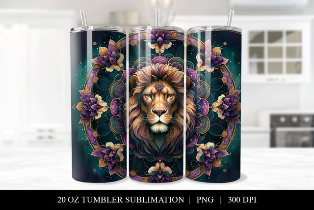 20 oz Tumbler Wrap Lion Sublimation Design Sublimation BijouBay 