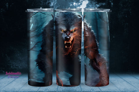 20 oz Tumbler Wrap Werewolf Design | 20 oz Skinny Tumbler Wrap Sublimation Design Sublimation Sublimatiz Designs 
