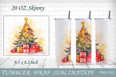 20 oz tumbler wrap with Christmas tree, Holiday sublimation png Sublimation AnastasiyaArtDesign 
