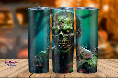 20 oz Zombie Tumbler Wrap Design | Halloween 20 oz Skinny Tumbler Wrap Sublimation Zombie Design Sublimation Sublimatiz Designs 