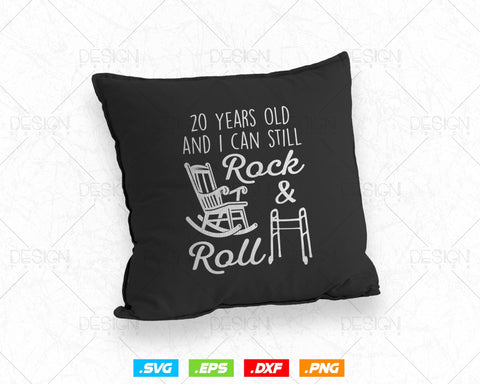 20 Years Old Rock & Roll Birthday Svg Png, 20th Birthday Clipart T shirt Design Gifts, Svg Files for Cricut, Twenty Birthday Party Squad SVG DesignDestine 