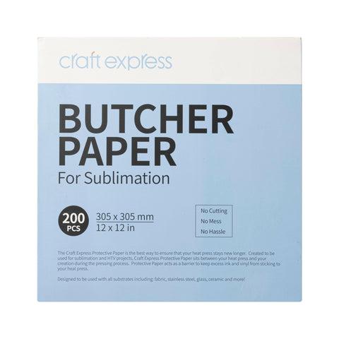 200 Pack Butcher Paper Sheets – 200 Pack for Sublimation Heat Pressing Physical Craft Express 12" x 12" 