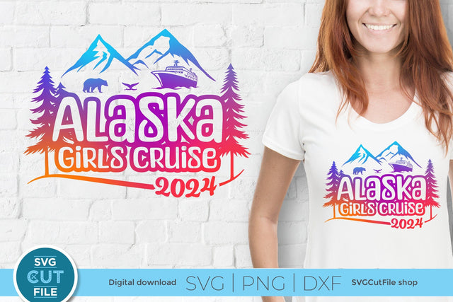 2024 Alaska Girls Cruise svg with bear, cruise ship and whale tail SVG SVG Cut File 
