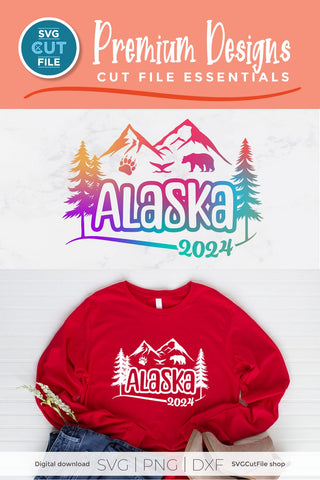 2024 Alaska svg - Alaska SVG vacation or Trip Design with Mountains SVG SVG Cut File 
