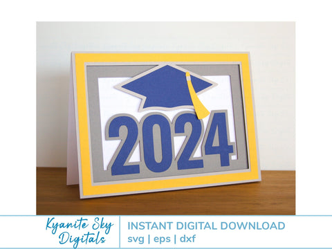 2024 Grad Card SVG shadowbox tunnel 3-D graduation card SVG Kyanite Sky Digitals 