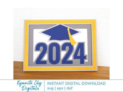 2024 Grad Card SVG shadowbox tunnel 3-D graduation card SVG Kyanite Sky Digitals 
