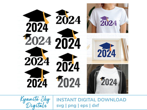 2024 Graduation Cap Tassel Designs SVG Kyanite Sky Digitals 