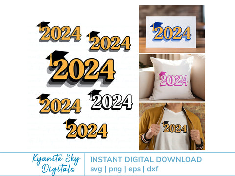 2024 Graduation SVG bundle cap tassel 2024 senior class SVG Kyanite Sky Digitals 