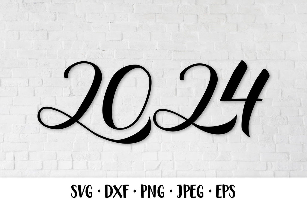 2024 hand lettered numbers SVG. New Year - So Fontsy