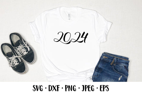 2024 hand lettered numbers SVG. New Year SVG LaBelezoka 
